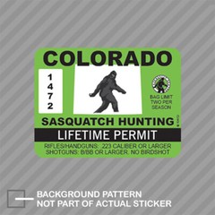 Colorado Sasquatch Hunting Permit Sticker Decal Vinyl Bigfoot 13igfo0T CO