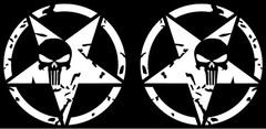 Jeep US Army Star Punisher Skull L and R Vinyl Decal Multiple Colors and Sizes