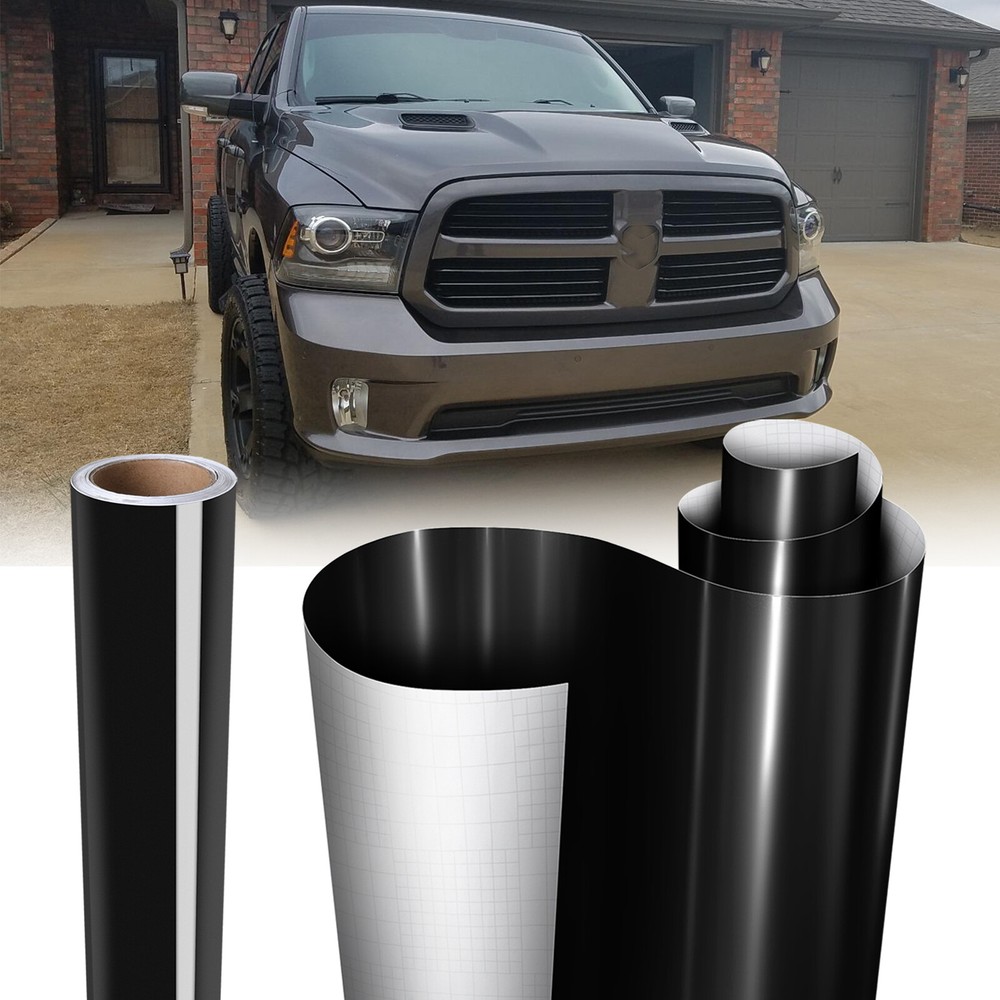 For Dodge Ram 1500 2500 Gloss Black Premium Vinyl Car Wrap Air Release 20FT*5FT