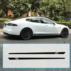 1Pair Car Side Skirt Racing Stripes Vinyl Door Decal Sticker Accessories 220cm