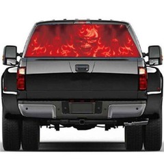 Car Rear Window Sticker Flaming Skull Graphics Tint Vinyl Perforated Decal DIY