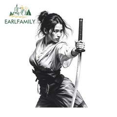 EARLFAMILY Samurai Female Graffiti Car Stickers Creative Windows Bumper Decal