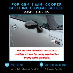 For Gen 1 Mini Beltline Window Trim Chrome Delete Overlay – Satin Metallic Vinyl