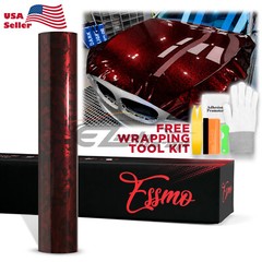ESSMO PET Marble Forged Gloss Carbon Fiber Red Car Vehicle Vinyl Wrap Decal