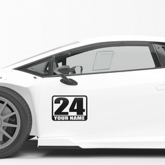 Custom Number Name Glossy Matte Sticker / Magnet Racing Car Track Day Door x2