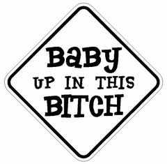 Baby Up In This Bitch Car Window Bumper Sticker Decal