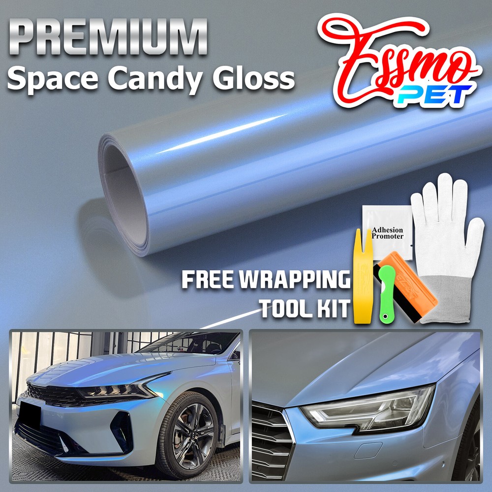ESSMO PET Space Candy Gloss Gray Blue Car Vehicle Vinyl Wrap Decal Sticker
