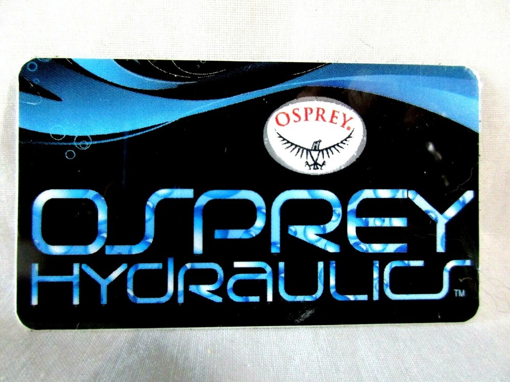 Osprey Hydraulics Sticker Decal Label 3″ Wide X 1.75″Tall Black & Blue
