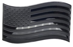 ALUMINUM Black American Flag Wavy Car Sticker Decal Emblem Truck 3.12″ x 1.75″