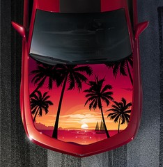 H102 PLAM TREE TREES Hood Wrap Wraps Decal Sticker Tint Vinyl Image Graphic