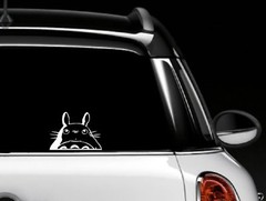 Totoro Head Car Window car truck SUV Decal sticker 8″ White