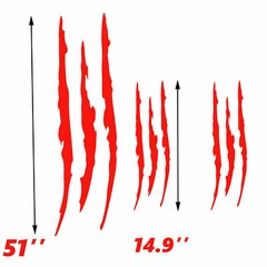 3pcs/set Red Monster Claw Paw Scratch Sticker for Car Headlight Hood Side Fender