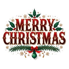 Holiday Sticker (3 Inch) Merry Christmas Holly Berries Santa Bulbs Pine !
