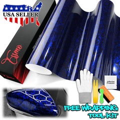 ESSMO PET Marble Forged Gloss Carbon Fiber Royal Blue Vehicle Vinyl Wrap Decal