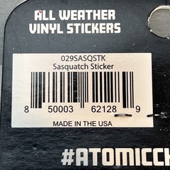 Atomic Child Sasquatch Vinyl Sticker Bigfoot Mountain Sunset All Weather USA Mad