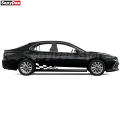 Car Body Chckered Graphic Door Side Stripe Sticker Decal for Toyota Camry