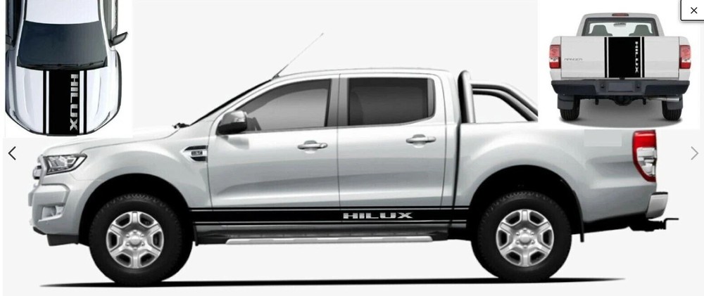 Fits Toyota Hilux Graphics Bonnet Side Stripes and Rear Decals Any Year 1