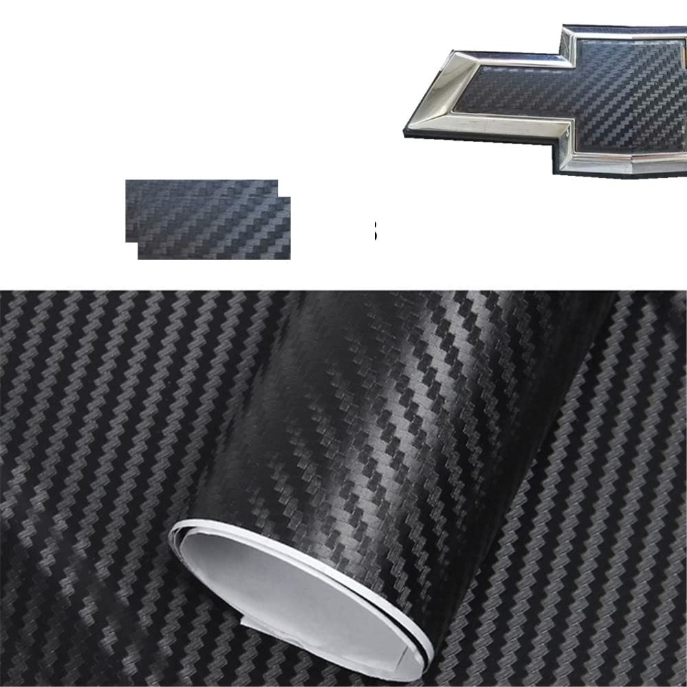 XYC Compatible with Chevrolet 2 pcs Carbon Fiber for Chevy Bowtie Black