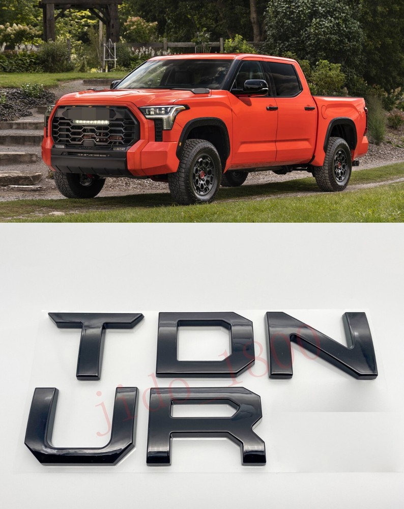 Gloss BLACK letters compatible with TOYOTA TUNDRA 2022 23 logo Front insert