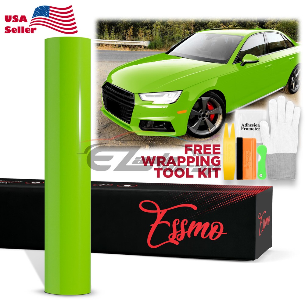 ESSMO PET Super Gloss Viper Green Car Vehicle Vinyl Wrap Decal Glossy Like Paint