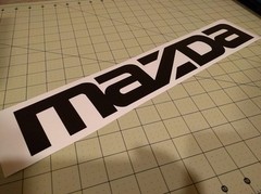 2 pack – Mazzda logo Gloss Black vinyl Decal Sticker 25″ wide x 4.2″ tall