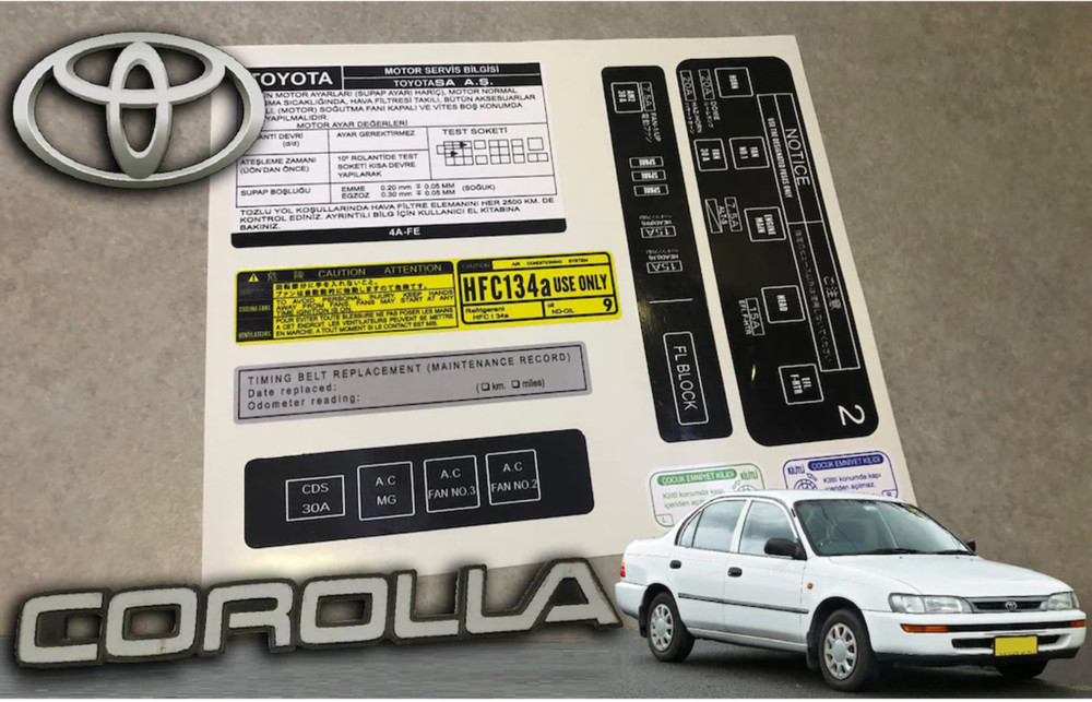 Toyota Corolla AE101 Decal Set Stickers For All Models Engines Best Quality