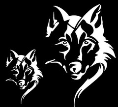 Dog Wolf Animal – 7″ & 5″ White Vinyl Decal Car Truck Windows Trailer Camper RV