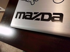 2 pack – Mazzda logo Gloss Black vinyl Decal Sticker 15″ wide x 3″