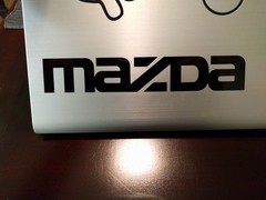 2 pack – Mazzda logo Gloss Black vinyl Decal Sticker 15″ wide x 3″