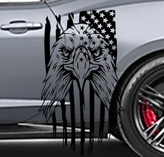 NEW Eagle Flag USA Hood Door Vinyl Decal Racing Stripes (Fits Chevrolet Camaro)