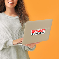 [10-Pack] SOLIDARITY FOREVER Vinyl Bumper Stickers ( Unionize for your Rights )
