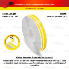 YELLOW 12mm 1/2″ Roll PinStripe PinStriping Double Lines Tape Vinyl Car STICKER