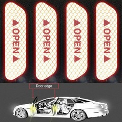 4Pcs Car Door Open Reflective Safety Warning Stickers Red Yellow Decal Tape