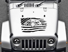 Eagle USA Flag Hood Door Vinyl Decal Racing Stripes (Fits Jeep Cars Trucks)