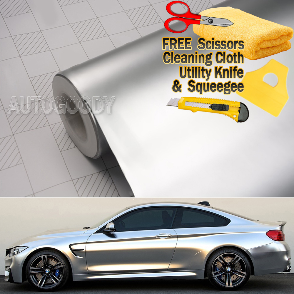 36″ x 60″ Satin Matte Chrome Metallic Silver Vinyl Film Wrap Sticker Bubble Free