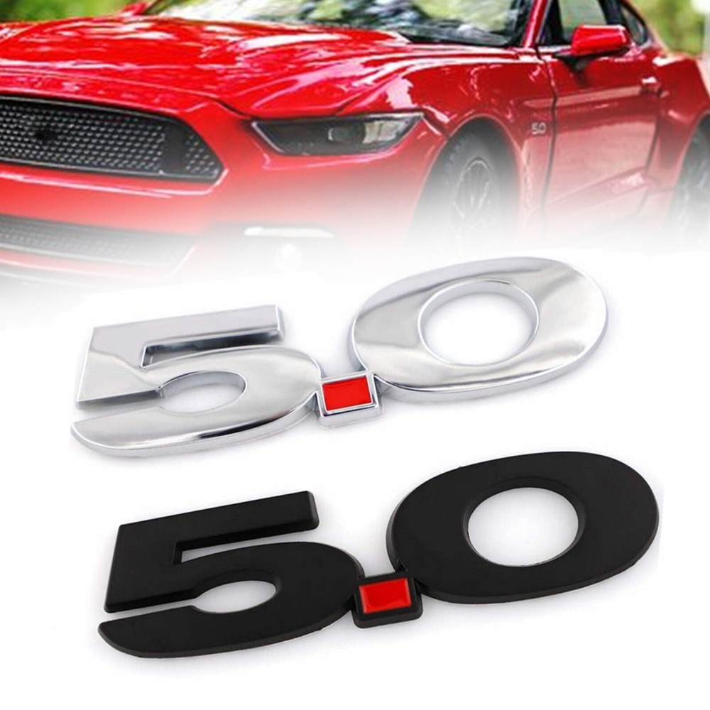 2pcs Chrome/Matte Black 5.0 Emblem Badge for Mustang GT Right Left Fender Decal