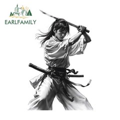 EARLFAMILY Samurai Female Graffiti Car Stickers Creative Windows Bumper Decal