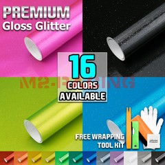 【Gloss Glitter】 Metallic Sparkle Vinyl Wrap Sticker Film Bubble Free Film Sheet