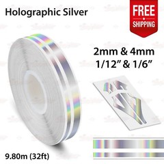 HOLOGRAPHIC SILVER Roll PIN STRIPE PinStriping TAPE Decal Adhesive Vinyl Sticker