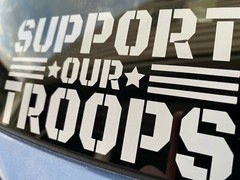 SUPPORT OUR TROOPS -WHITE- Vinyl Decal Indoor & Outdoor Sticker. Choose Size!!