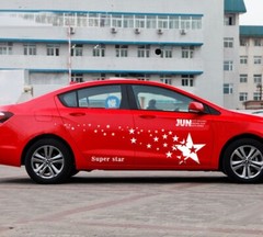 2x Car White Star Graphics Sticker Decal Racing Long Stripe Side Body Decoration