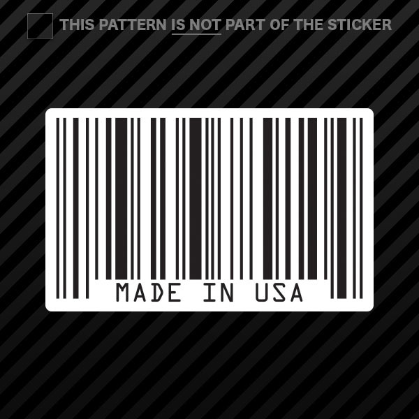 Made In USA Barcode Sticker Self Adhesive Vinyl jdm haters upc america