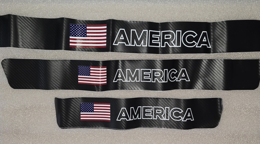 Automobile Scratch & Scuff Decor Cover Decals Set of 5 America + Flag on Black