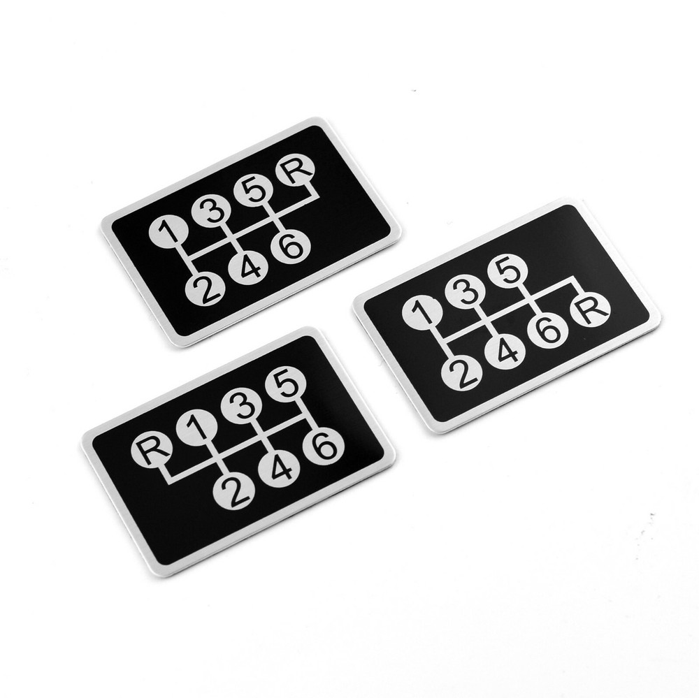 Stick Shift Sticker 6 Speed Manual Transmission Symbol Aluminum Decal Black