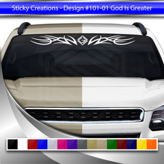 101-01 GOD IS GREATER Windshield Decal Window Sticker Vinyl Graphic Highs Lows