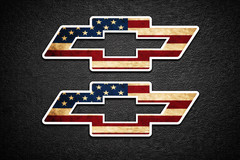 CHEVY BOWTIE SYMBOL LOGO W/ AMERICAN FLAG IMPOSED DECAL/STICKER CHEVORET p74