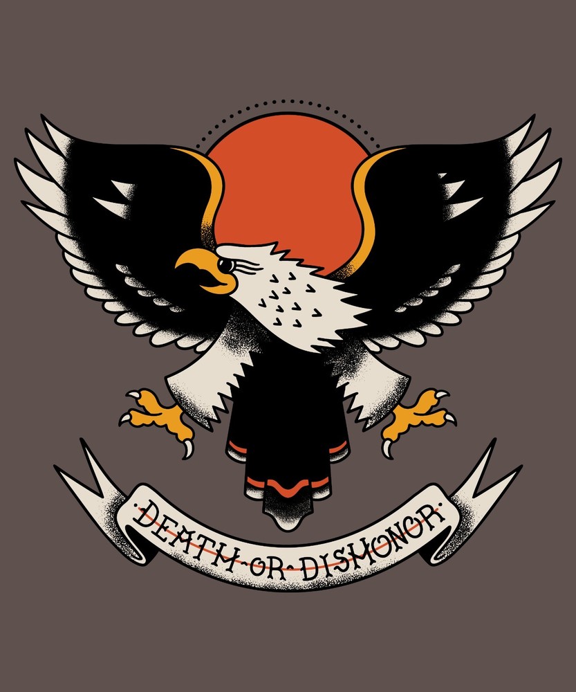 Eagle Sticker (4 Inch) Death or Dishonor Retro Style Quote Wings Emblem
