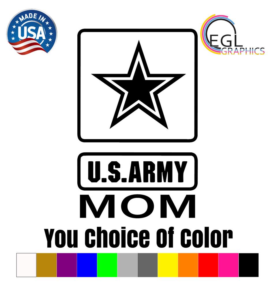 Army mom decal choose color military proud parent armed forces hero usa america