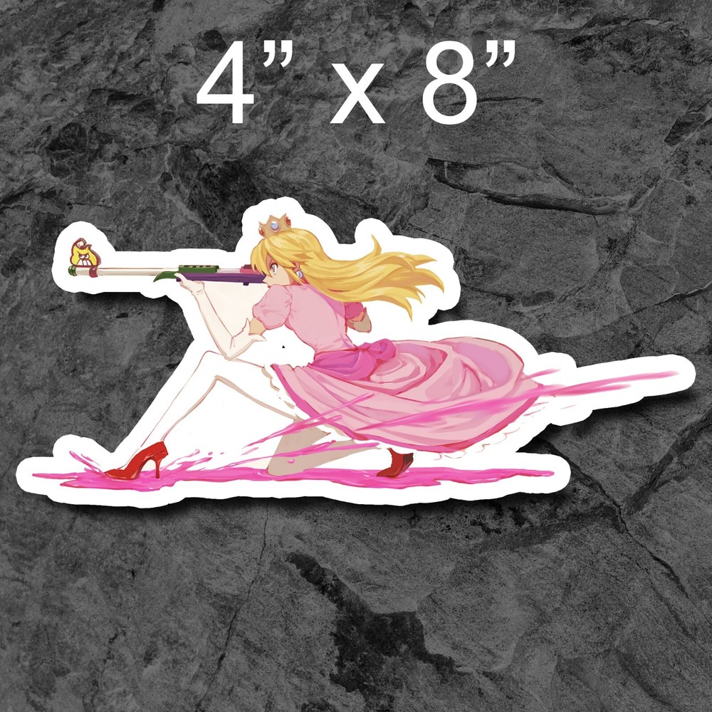 super mario princess peach sniper Sticker Bumper Decal Car Decal
