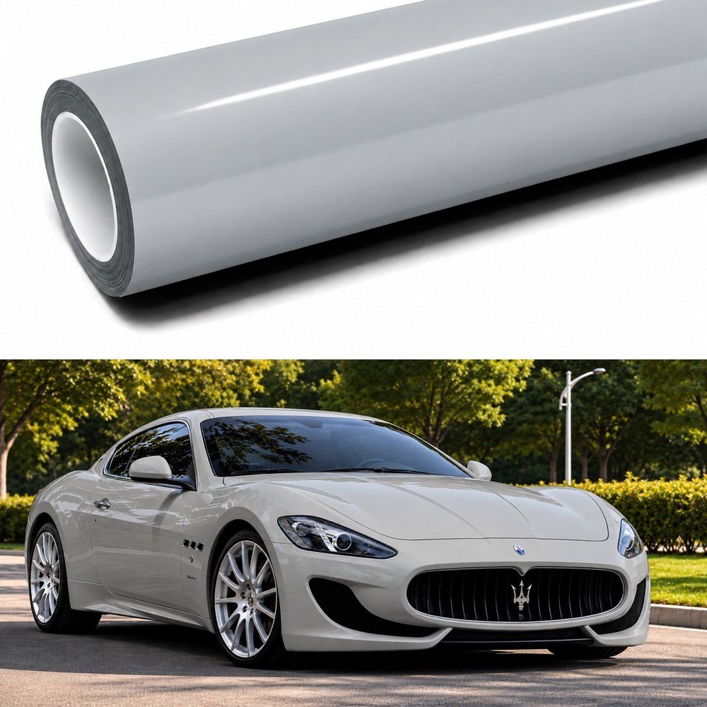 24″x60″ Ultra Gloss PET Liner Chalk Gray Car Vinyl Wrap Air Release 2FT x 5FT